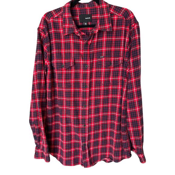 Men's Hurley Tartan Plaid Button Down Flannel Shirt Size XL - Picture 1 of 7